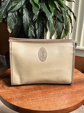 YSL Zip Cosmetic Pouch, Taupe